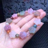 Natural Yanyuan Agate Flower Bracelet Crystal Reiki Healing Stone Jewelry