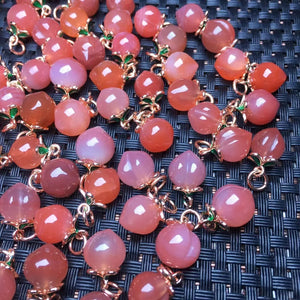 1 Pc Natural Yanyuan Agate Peach Pendant for Bracelet DIY