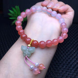 Natural Yanyuan Agate Round Bracelet Hetian Jade Nephrite Butterfly Crystal