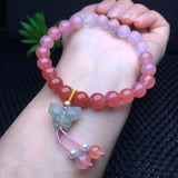 Natural Yanyuan Agate Round Bracelet Hetian Jade Nephrite Butterfly Crystal