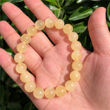 Yellow Calcite Bracelet Round Bead Crystal Reiki Healing Stone Jewelry