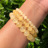 Yellow Calcite Bracelet Round Bead Crystal Reiki Healing Stone Jewelry
