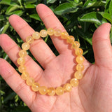 Yellow Calcite Bracelet Round Bead Crystal Reiki Healing Stone Jewelry