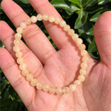 Yellow Calcite Bracelet Round Bead Crystal Reiki Healing Stone Jewelry