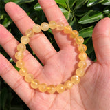 Yellow Calcite Bracelet Round Bead Crystal Reiki Healing Stone Jewelry