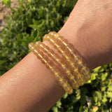 Yellow Fluorite Bracelet Round Beads Quartz Stone Jewelry