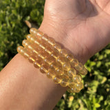 Yellow Fluorite Bracelet Round Beads Quartz Stone Jewelry