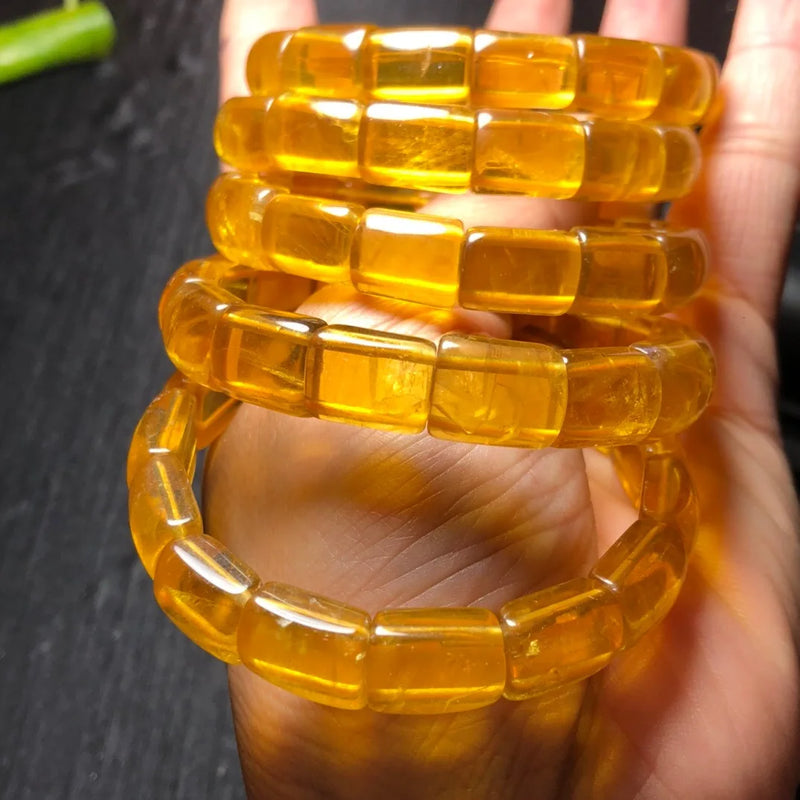 Yellow Fluorite Square Bracelet Bangle Crystal Reiki Healing Stone Jewelry