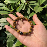 Yellow Tiger Eye Bracelet 128 Faceted Round Bead Crystal Quartz Healing Stone