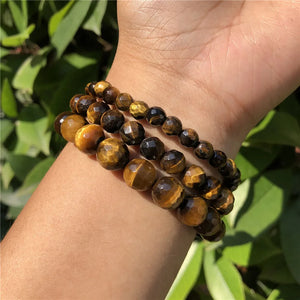 Yellow Tiger Eye Bracelet 128 Faceted Round Bead Crystal Quartz Healing Stone