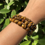 Yellow Tiger Eye Bracelet 128 Faceted Round Bead Crystal Quartz Healing Stone