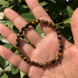 Yellow Tiger Eye Bracelet 128 Faceted Round Bead Crystal Quartz Healing Stone
