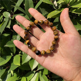 Yellow Tiger Eye Bracelet 128 Faceted Round Bead Crystal Quartz Healing Stone