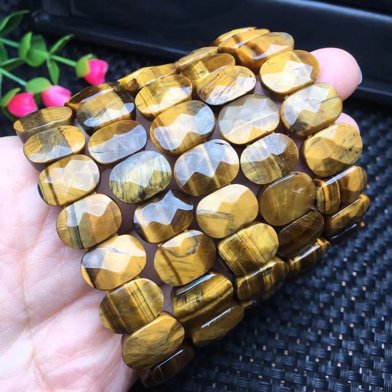 Natural Yellow Tiger Eye Bracelet Bangle Crystal Healing Stone Jewelry Gift
