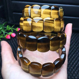 Yellow Tiger Eye Bracelet Bangle Crystal Healing Stone Women Men Jewelry