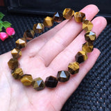 Yellow Tiger Eye Bracelet Diamond Shape Faceted Beads Crystal Healing Stone