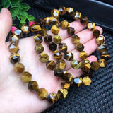 Yellow Tiger Eye Bracelet Diamond Shape Faceted Beads Crystal Healing Stone
