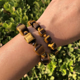 Natural Yellow Tiger Eye Bracelet Cube Shape Crystal Healing Stone Jewelry
