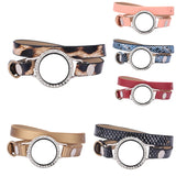1 Pc DIY Magnetic Glass Locket Bracelet 23 Colors PU Leather Round