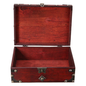 1 Pc Gray Wooden Treasure Chest Jewelry Box Storage Organizer