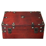 1 Pc Gray Wooden Treasure Chest Jewelry Box Storage Organizer