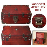 1 Pc Gray Wooden Treasure Chest Jewelry Box Storage Organizer