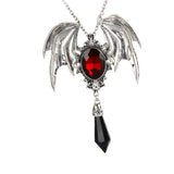 Halloween Bat Wing Gemstone Pendant Gothic Necklace
