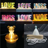 Wood LED Display Base Resin Art Wooden Night Light Stand Crafts