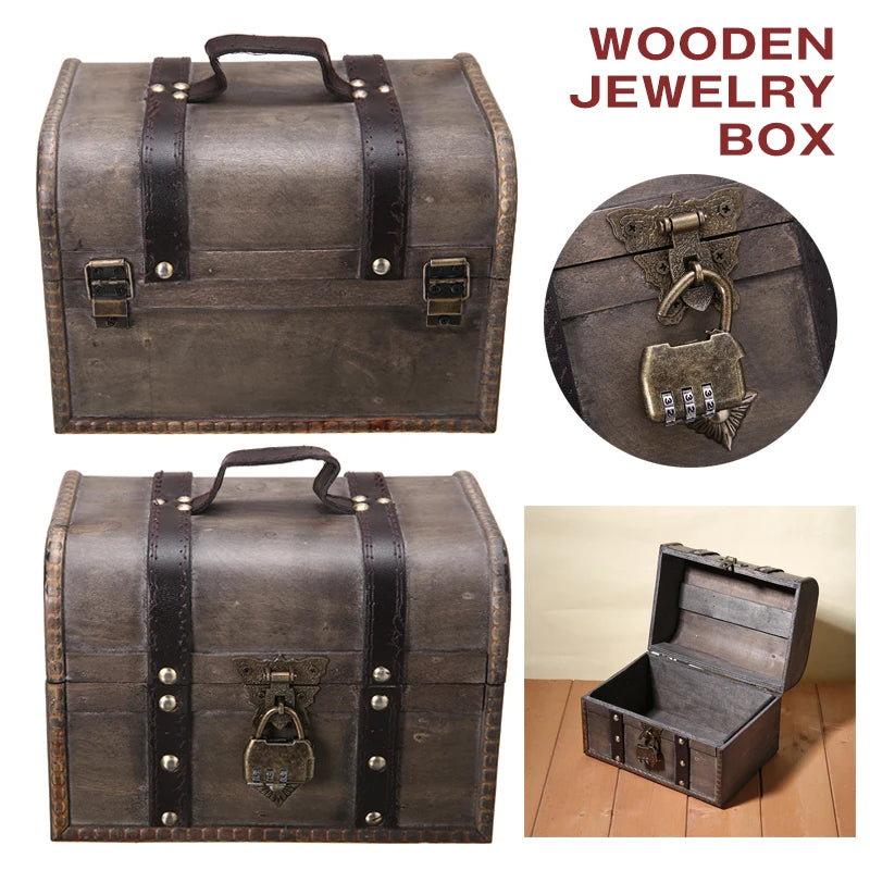 High Wooden Jewelry Storage Box Organizer Holder With Lock