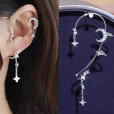 Sweet Zircon Moon Star Ear Bones Clip Women's Earrings Ear Cuff for Lady