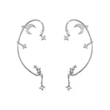 Sweet Zircon Moon Star Ear Bones Clip Women's Earrings Ear Cuff for Lady