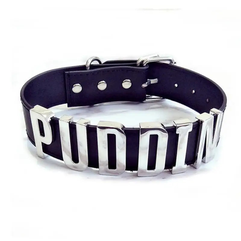 1 Pc Letter Adjustable PUDDIN Leather Necklace For Women