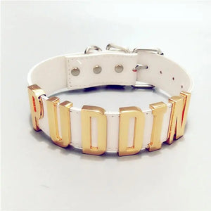 1 Pc Letter Adjustable PUDDIN Leather Necklace For Women