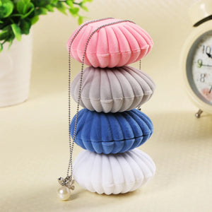 Shell Shape Flannel Jewelry Box for Rings Earrings Necklace Bracelet