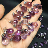 Natural Amethyst Drop Pendant 925 Silver Crystal Reiki Healing Stone Jewelry
