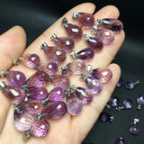 Natural Amethyst Drop Pendant 925 Silver Crystal Reiki Healing Stone Jewelry