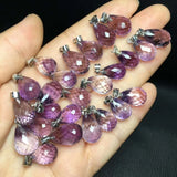Natural Amethyst Drop Pendant 925 Silver Crystal Reiki Healing Stone Jewelry