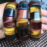 Colorful Tiger Eye Bracelet Square Bead Bangle Crystal Healing Stone