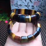 Colorful Tiger Eye Bracelet Square Bead Bangle Crystal Healing Stone