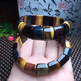 Colorful Tiger Eye Bracelet Square Bead Bangle Crystal Healing Stone