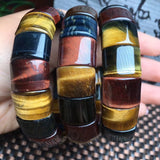 Colorful Tiger Eye Bracelet Square Bead Bangle Crystal Healing Stone