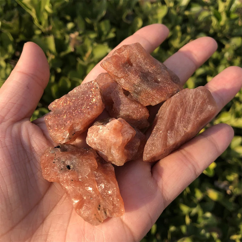 Natural Sunstone Raw Stone Gravel DIY Bracelet Pendant Home Decoration