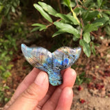 Labradorite Crystal Mermaid Tail Statue Home Decor