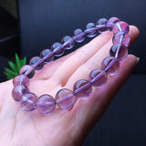 Natural Light Amethyst Bracelet Round Bead Crystal Healing Stone Jewelry