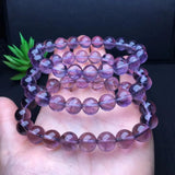 Natural Light Amethyst Bracelet Round Bead Crystal Healing Stone Jewelry