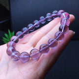 Natural Light Amethyst Bracelet Round Bead Crystal Healing Stone Jewelry