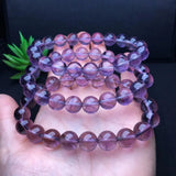 Natural Light Amethyst Bracelet Round Bead Crystal Healing Stone Jewelry