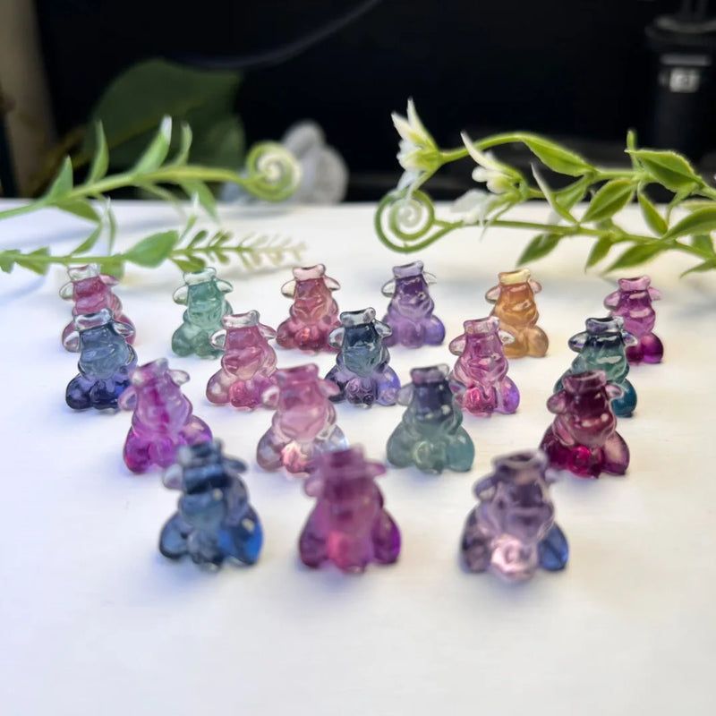 1 Pc Rainbow Fluorite Carved Cattle Cow Pendant for Jewelry Making