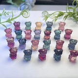 Natural Rainbow Fluorite Carved Pug Dog Pendant