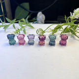 Natural Rainbow Fluorite Carved Pug Dog Pendant